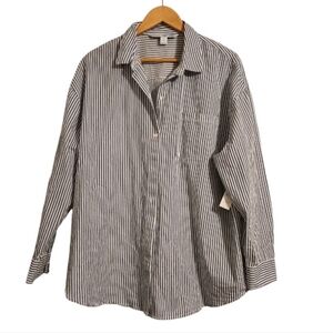 Classic Black and White Stripee The Boyfriend Shirt
